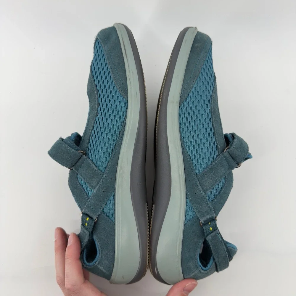 Orthofeet Mary Jane Sanibel Shoe Turquoise Blue Women 11.5W Hook & Loop Walking‎